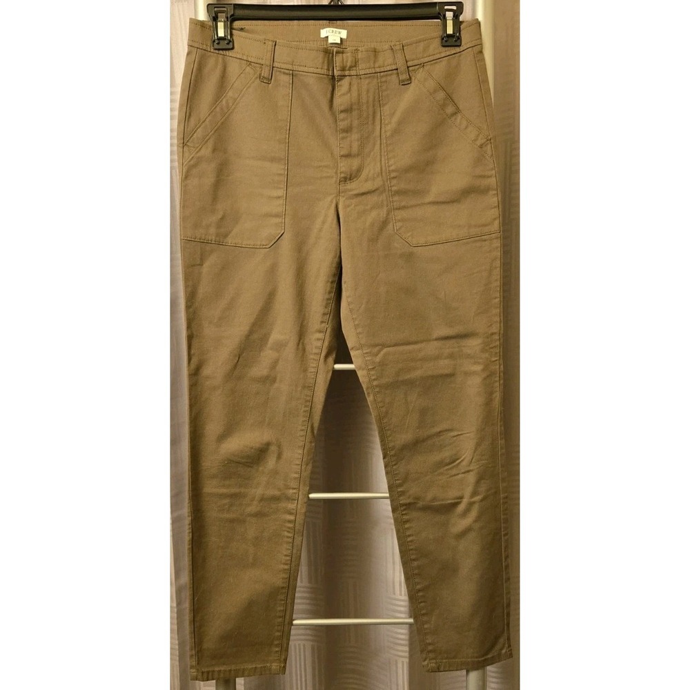 J Crew Pants Women's Size 29x27 High Rise Stretch Crop Brown Chino Pants Cotton